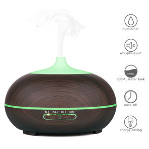 Aidodo Aroma Oil Diffuser Ultrasonic Aromatherapy Humidifier- 300ML (Dark Wood Grain)