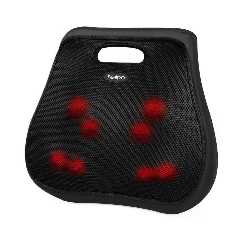 Naipo Lower Back Massager with 3D Shiatsu Kneading and Heat for Car, Home and Office Use