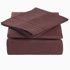 BLC Bed Sheet Set, Hypoallergenic Microfiber 4-piece sheets (Chocolate, Full)